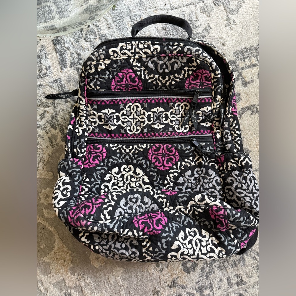 Vera Bradley Black and Pink Floral Backpack